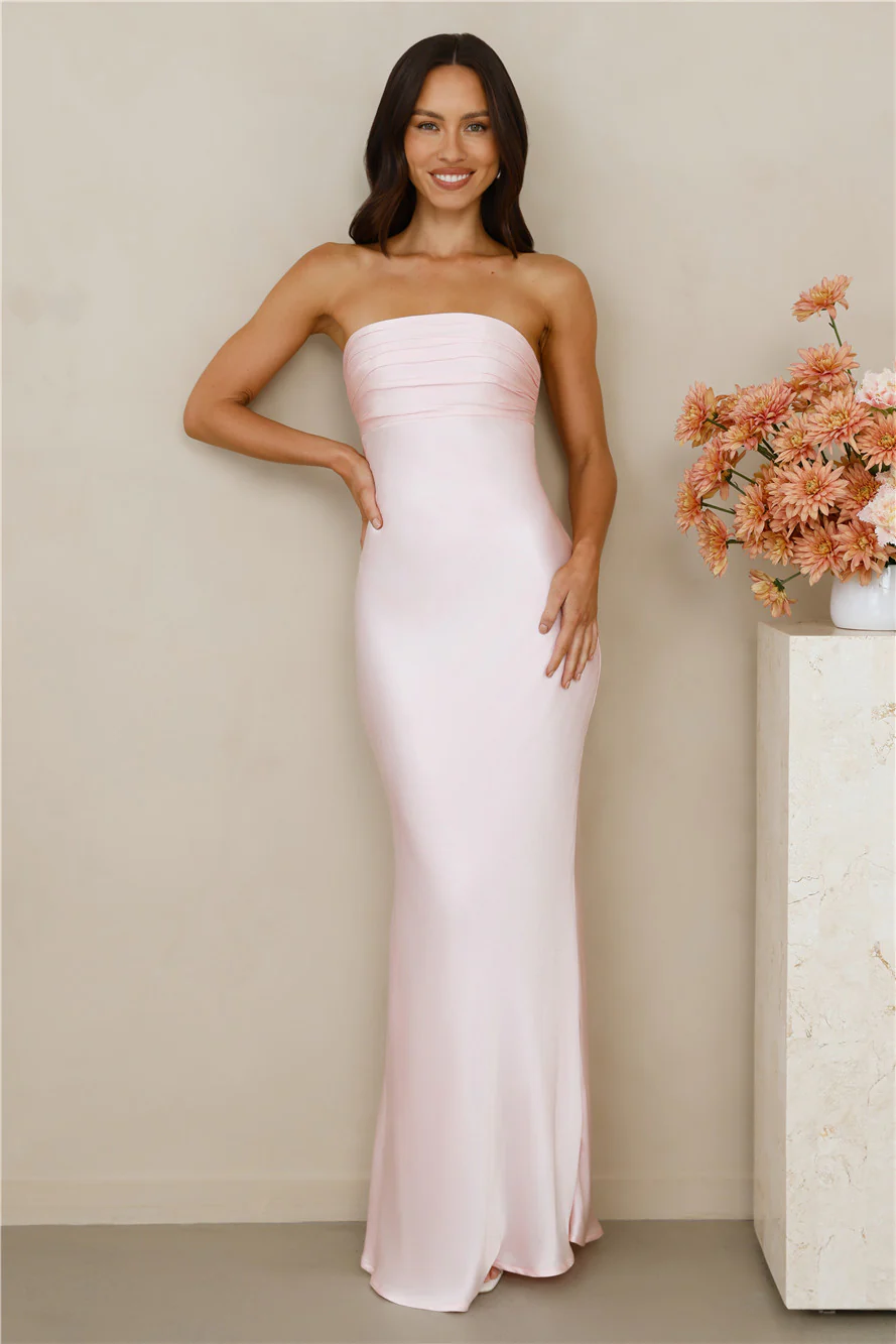 The Seraphina Strapless Satin Maxi Dress