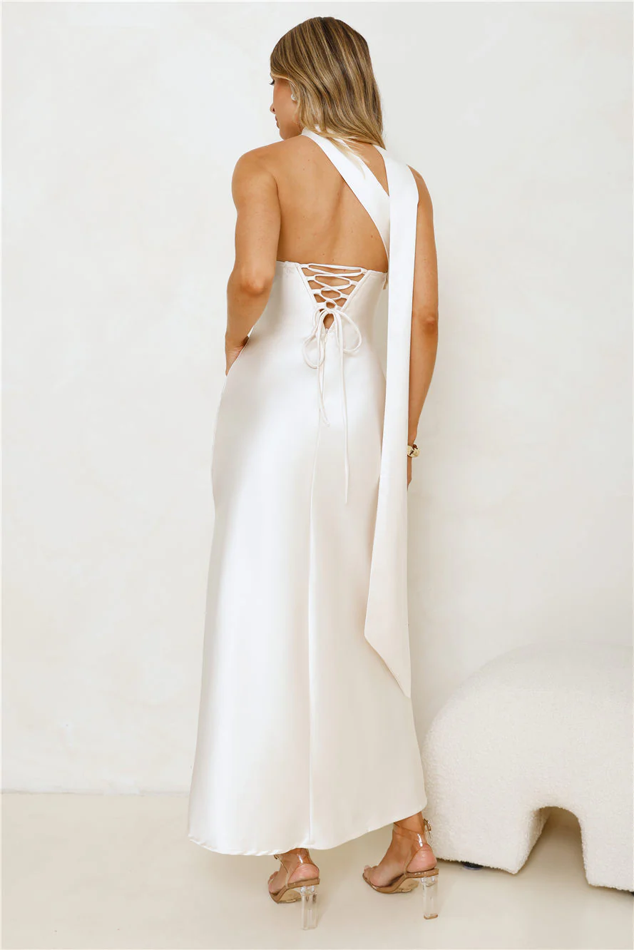 Be Noticed Strapless Satin Maxi Dress
