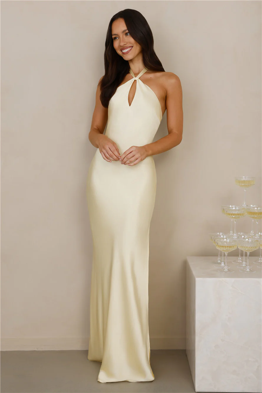 The Delilah Satin Halter Maxi Dress