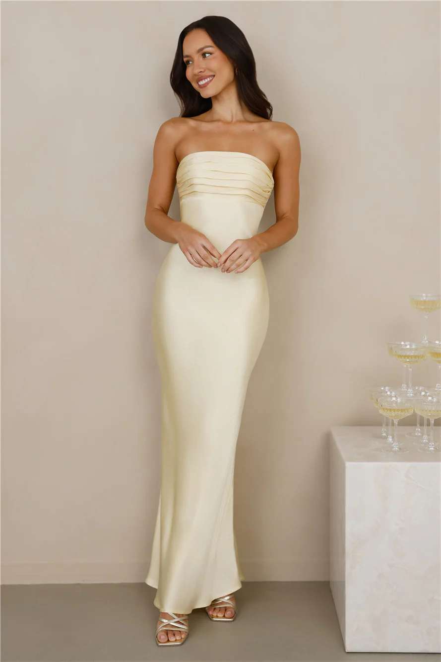 The Seraphina Strapless Satin Maxi Dress