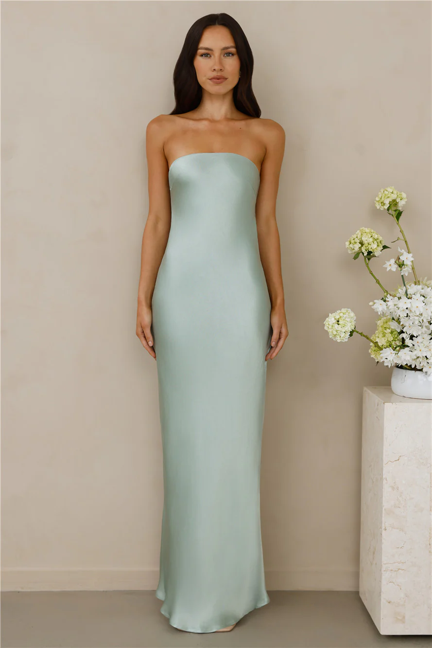 The Felicity Strapless Satin Maxi Dress