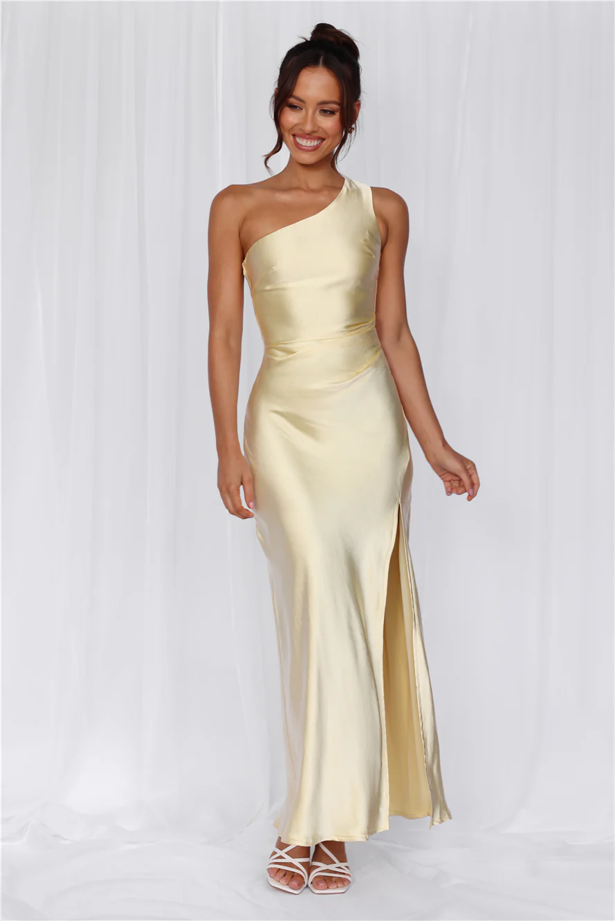 The Aurora One Shoulder Satin Maxi Dress