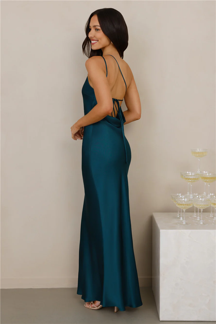 The Evangeline One Shoulder Satin Maxi Dress