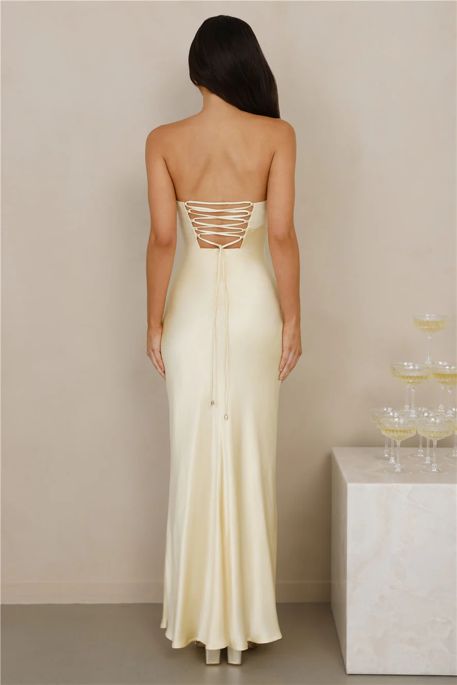 The Seraphina Strapless Satin Maxi Dress