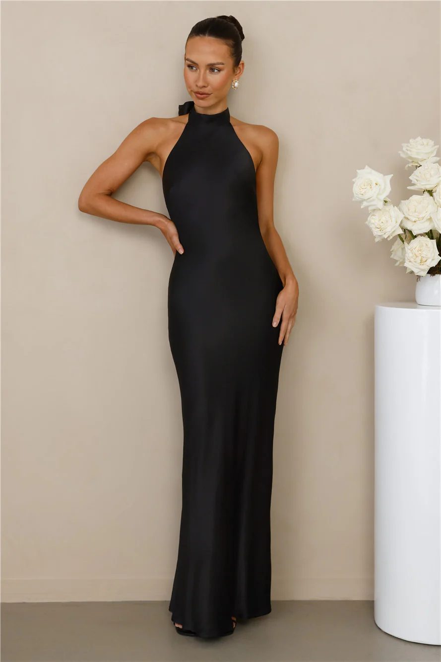 The Cleo Halter Satin Maxi Dress