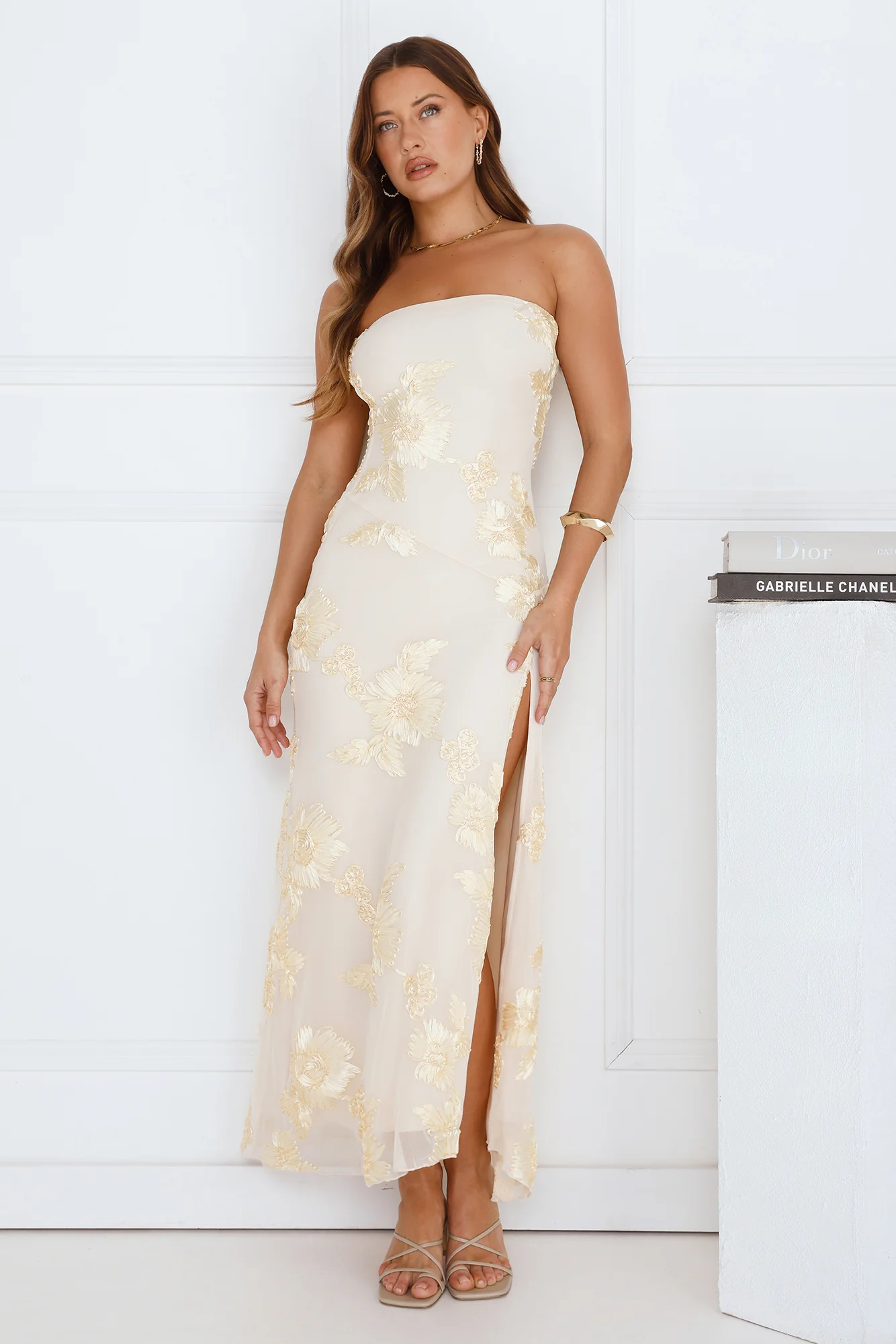 Iconic Influence Strapless Mesh Maxi Dress