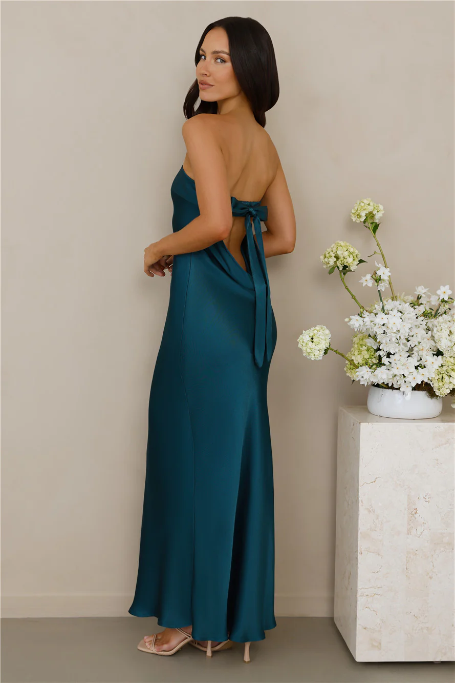The Felicity Strapless Satin Maxi Dress