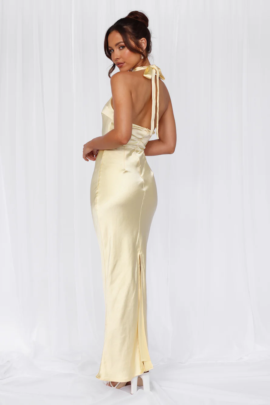 The Cleo Halter Satin Maxi Dress