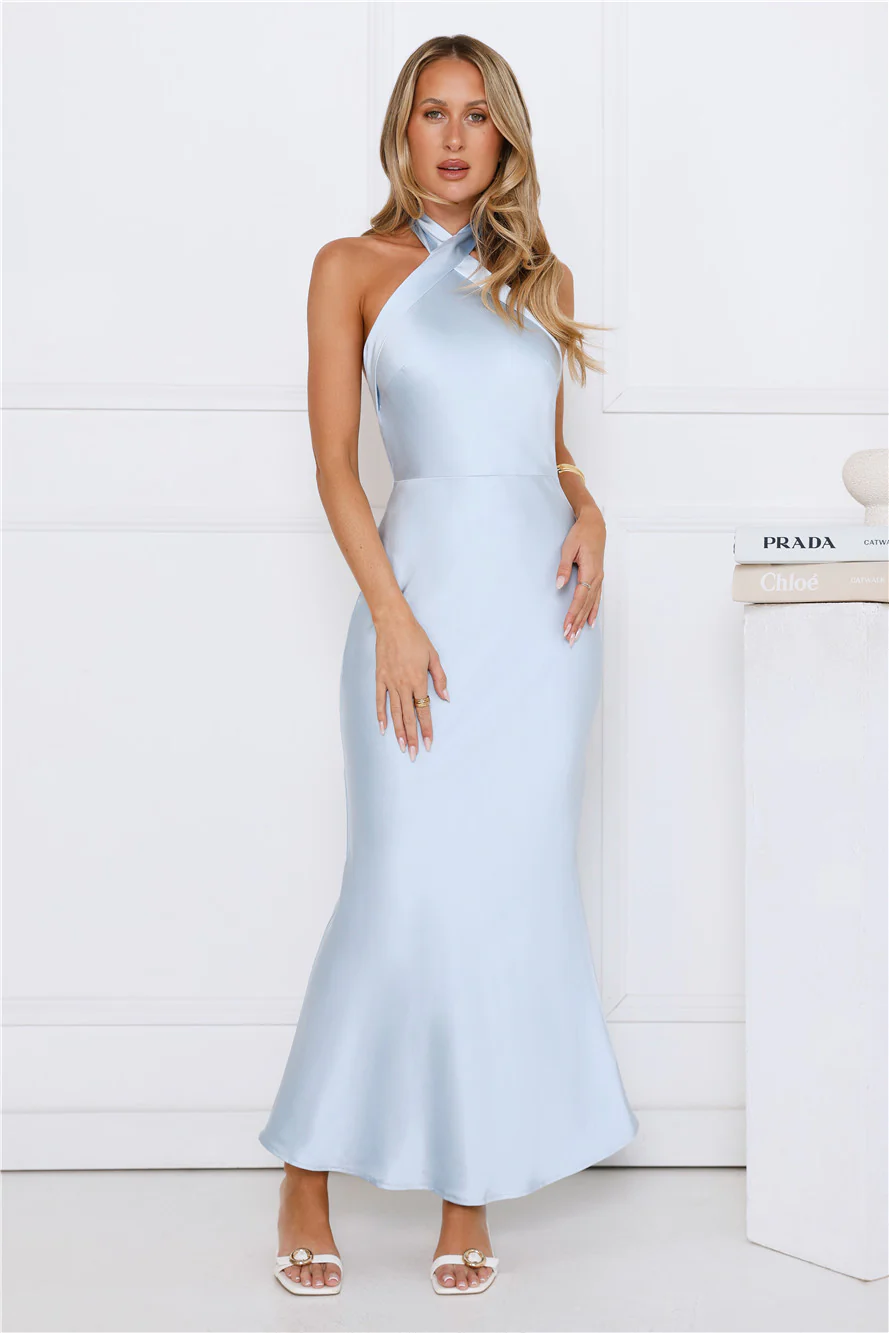 Majestic Girl Halter Satin Maxi Dress
