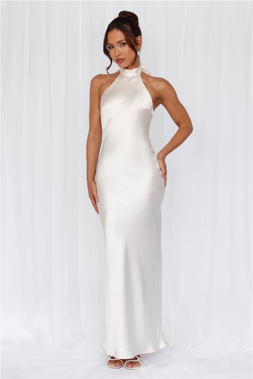 The Cleo Halter Satin Maxi Dress
