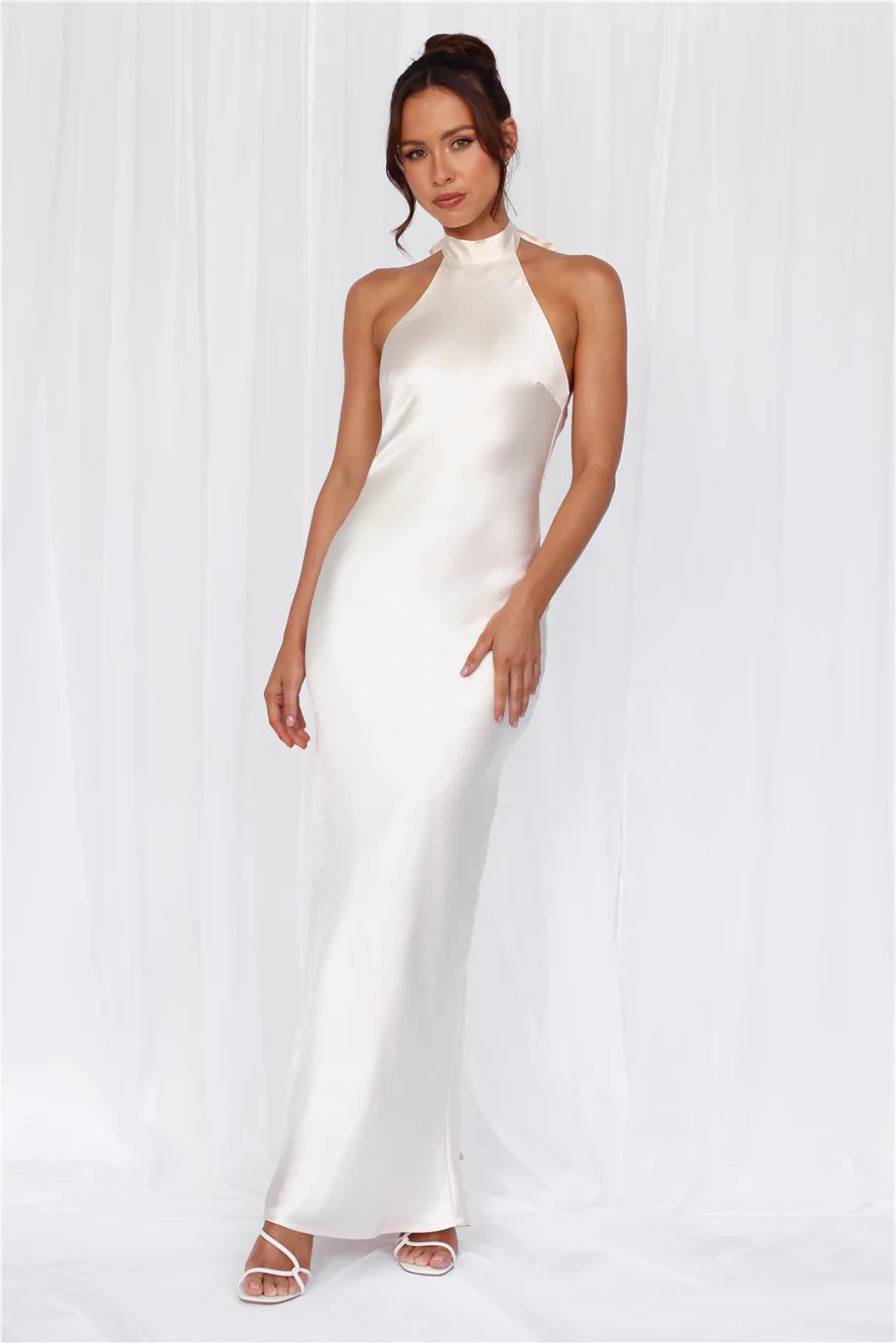 The Cleo Halter Satin Maxi Dress