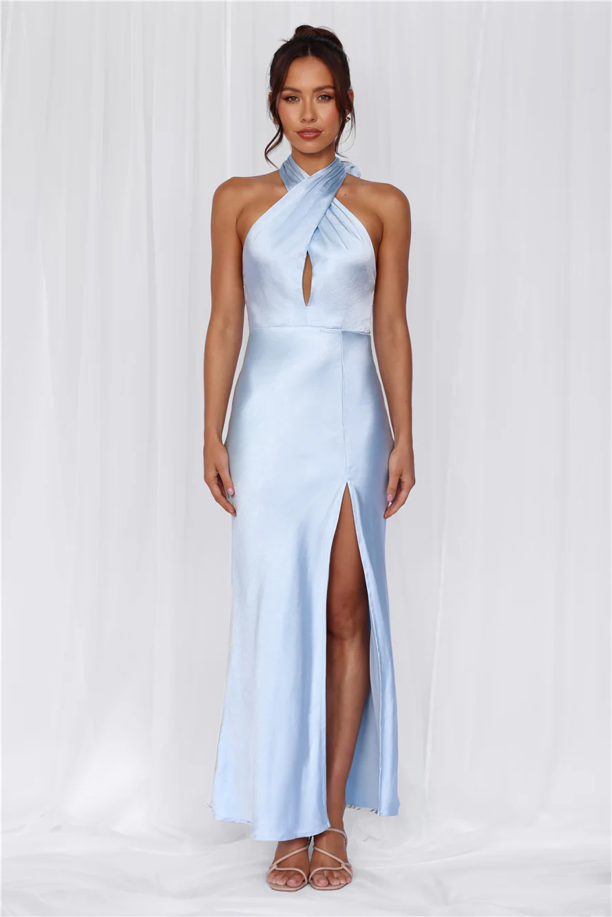 The Adeline Halter Satin Maxi Dress