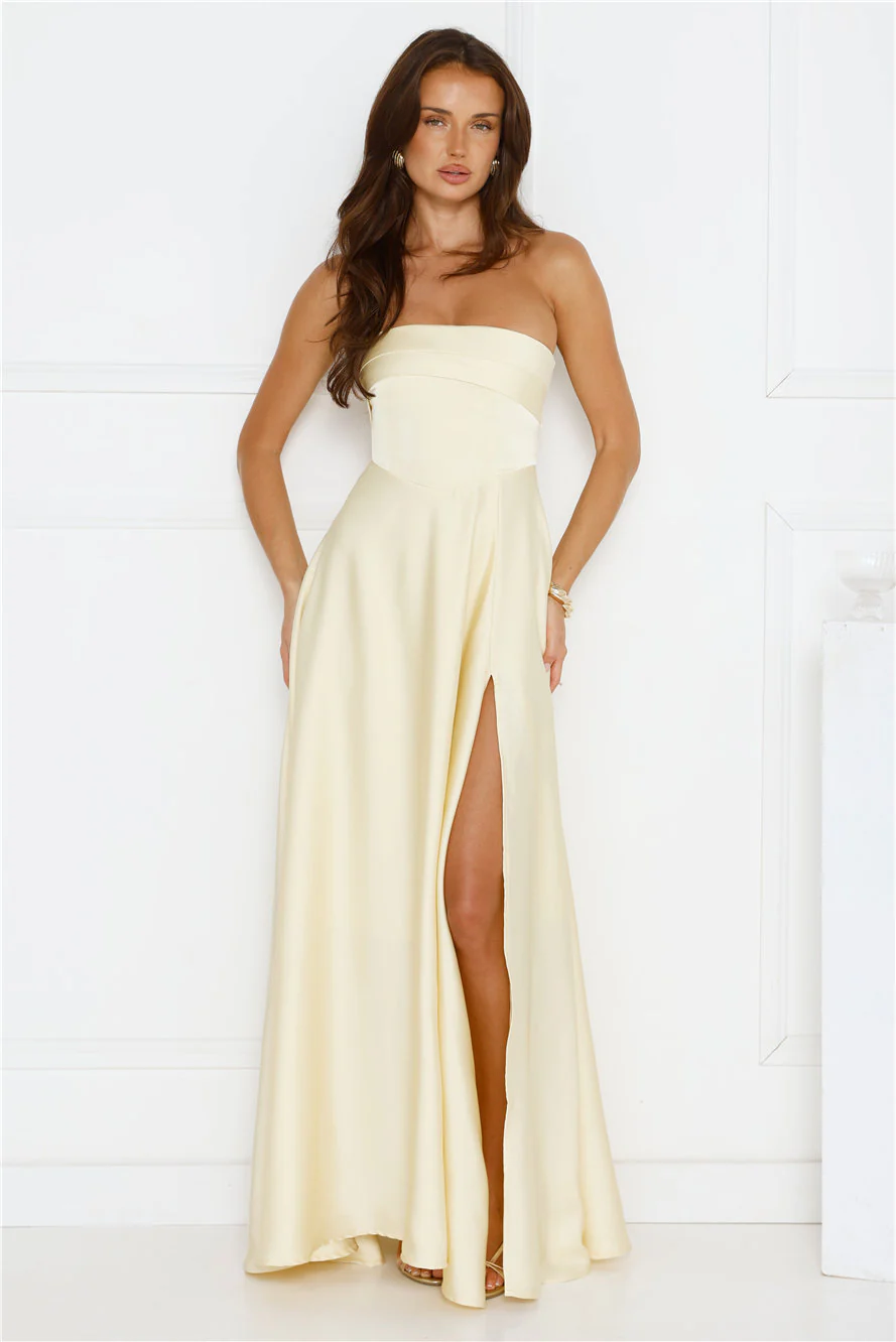 Unspoken Wishes Strapless Satin Maxi Dress