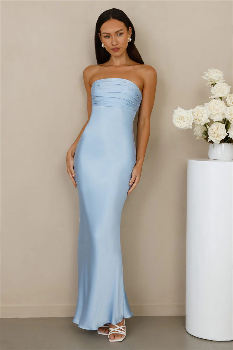 The Seraphina Strapless Satin Maxi Dress