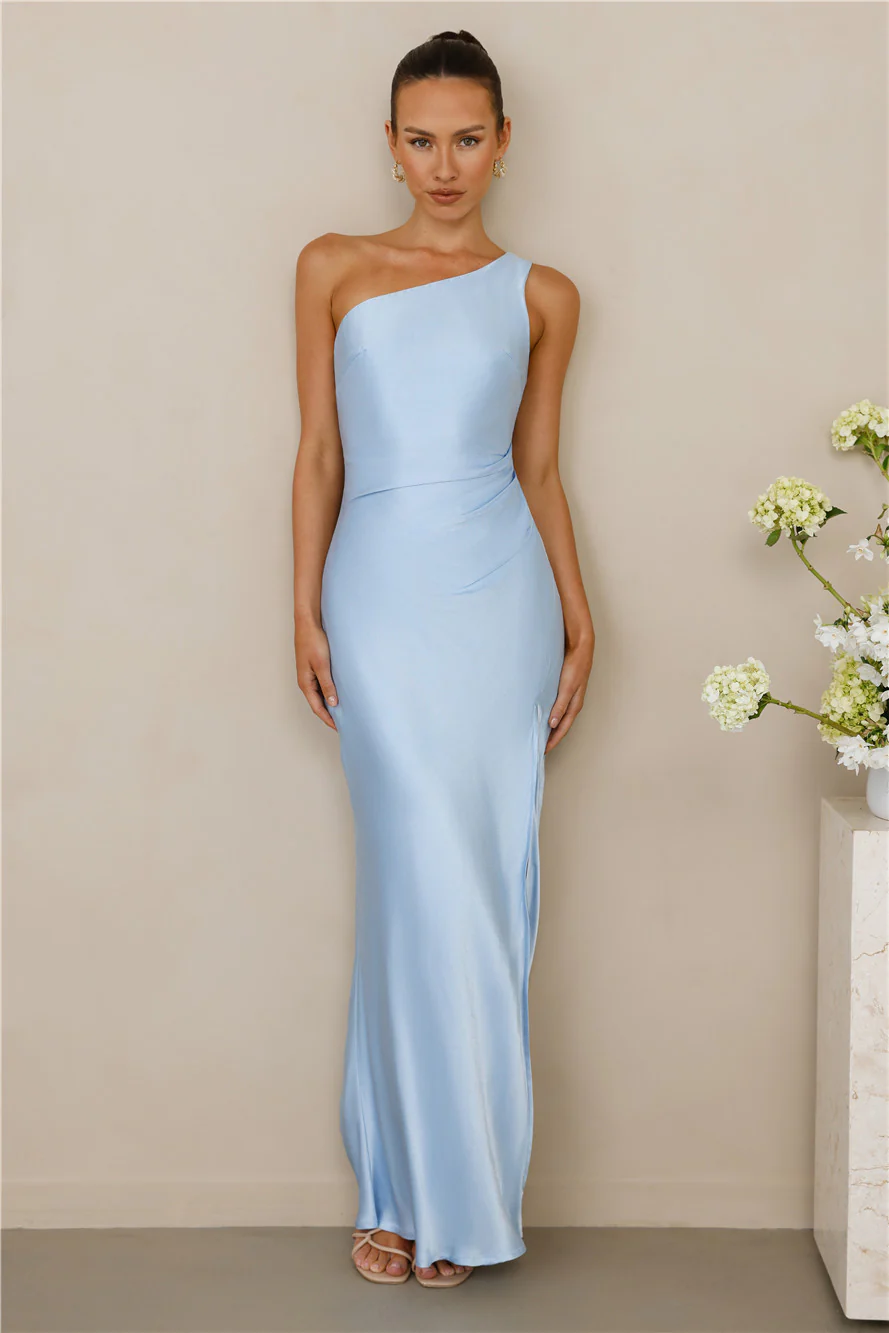 The Aurora One Shoulder Satin Maxi Dress