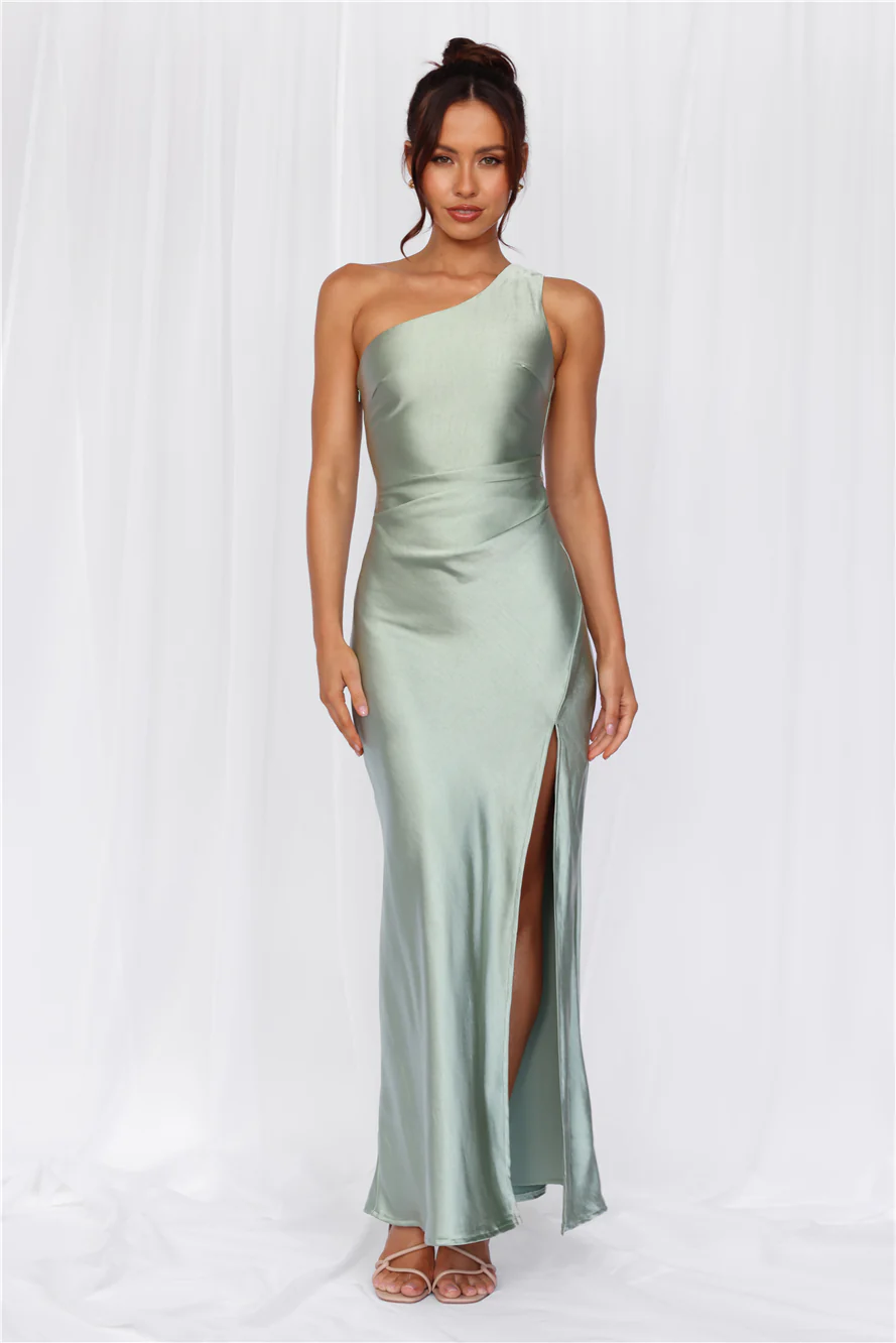 The Aurora One Shoulder Satin Maxi Dress