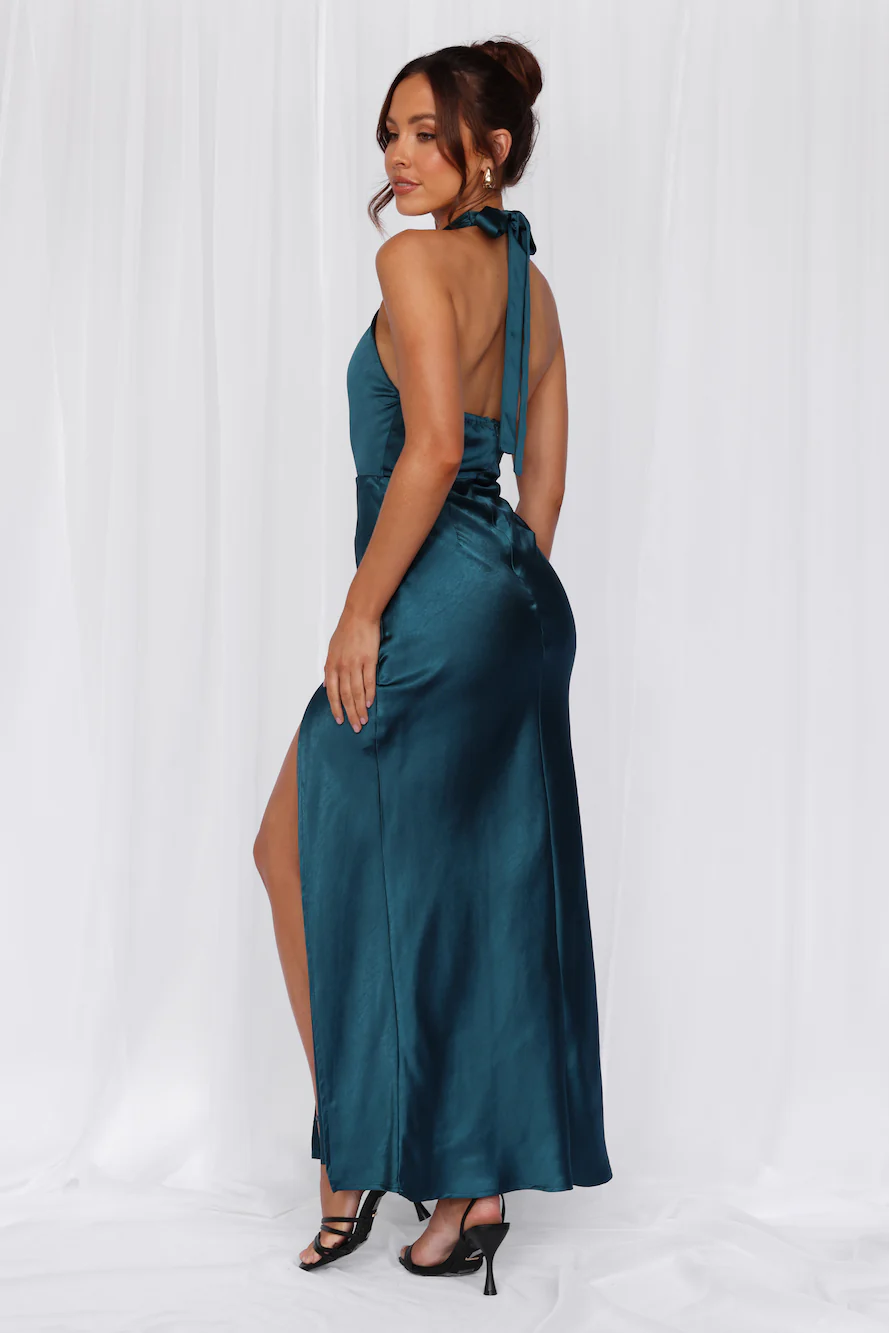 The Adeline Halter Satin Maxi Dress