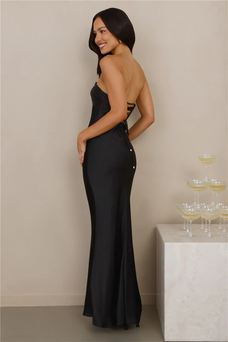 The Seraphina Strapless Satin Maxi Dress