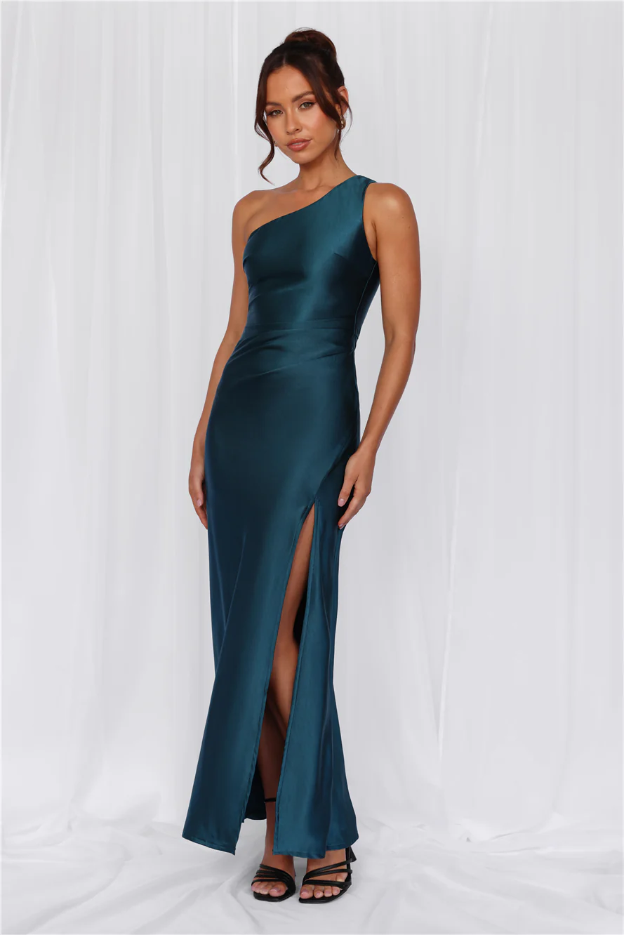 The Aurora One Shoulder Satin Maxi Dress