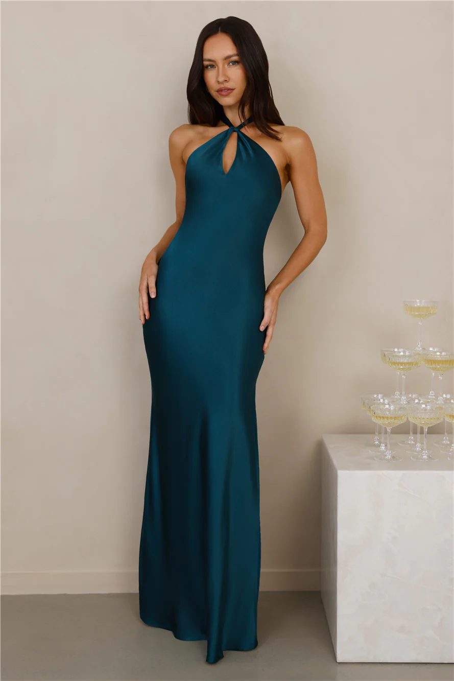 The Delilah Satin Halter Maxi Dress