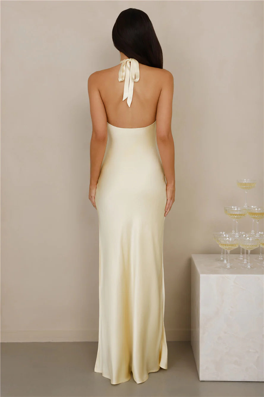 The Delilah Satin Halter Maxi Dress