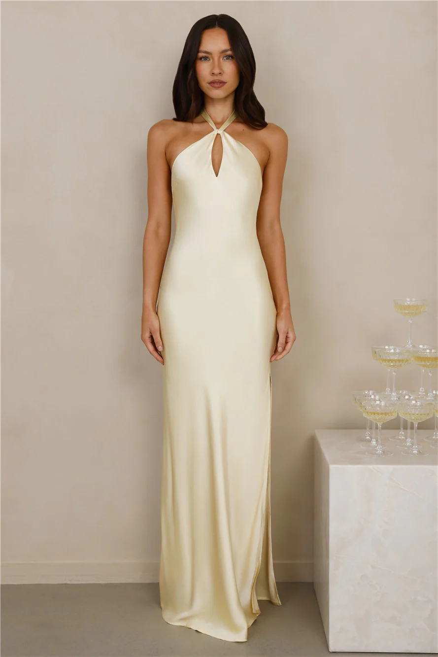 The Delilah Satin Halter Maxi Dress