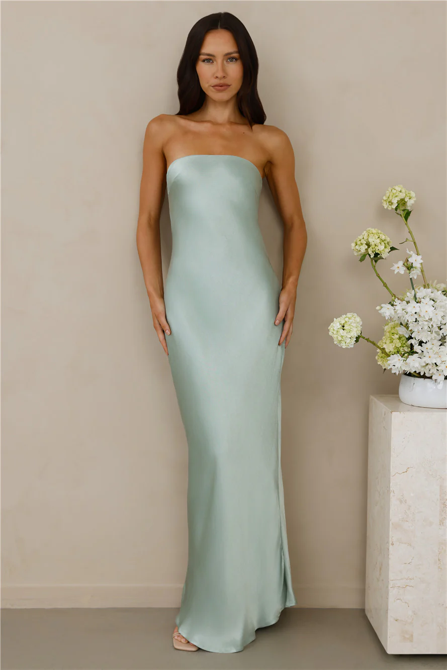 The Felicity Strapless Satin Maxi Dress