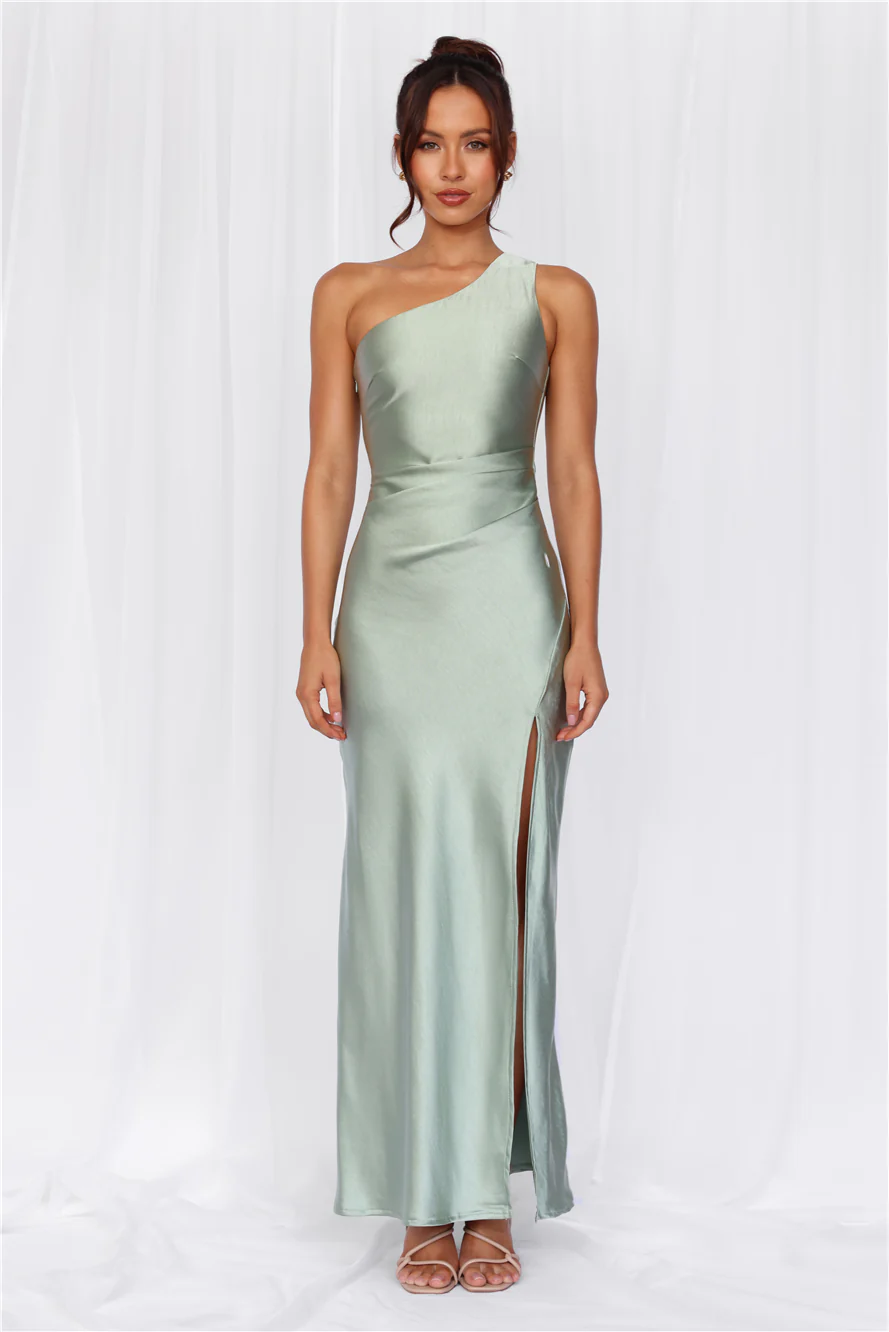 The Aurora One Shoulder Satin Maxi Dress