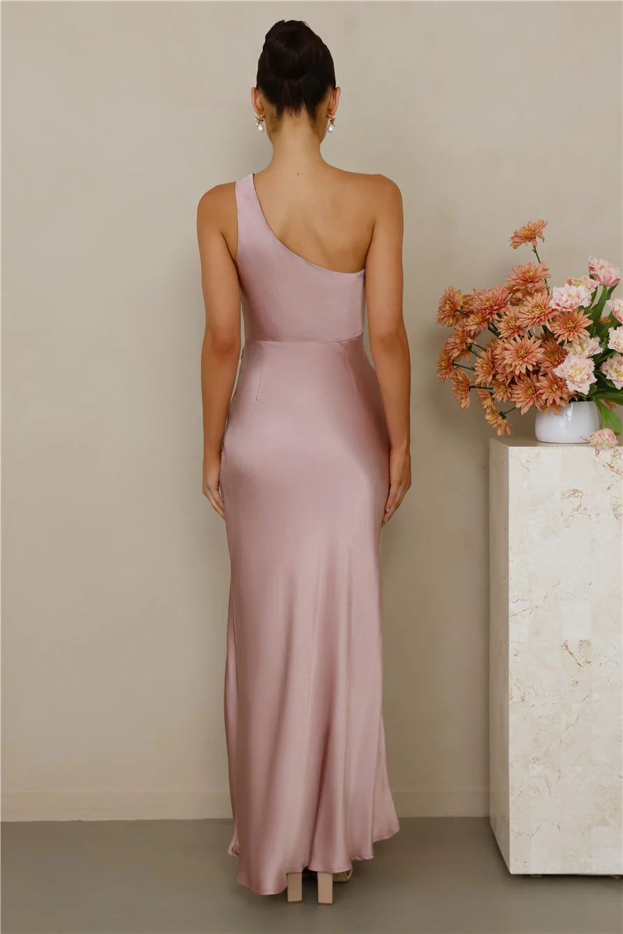 The Aurora One Shoulder Satin Maxi Dress