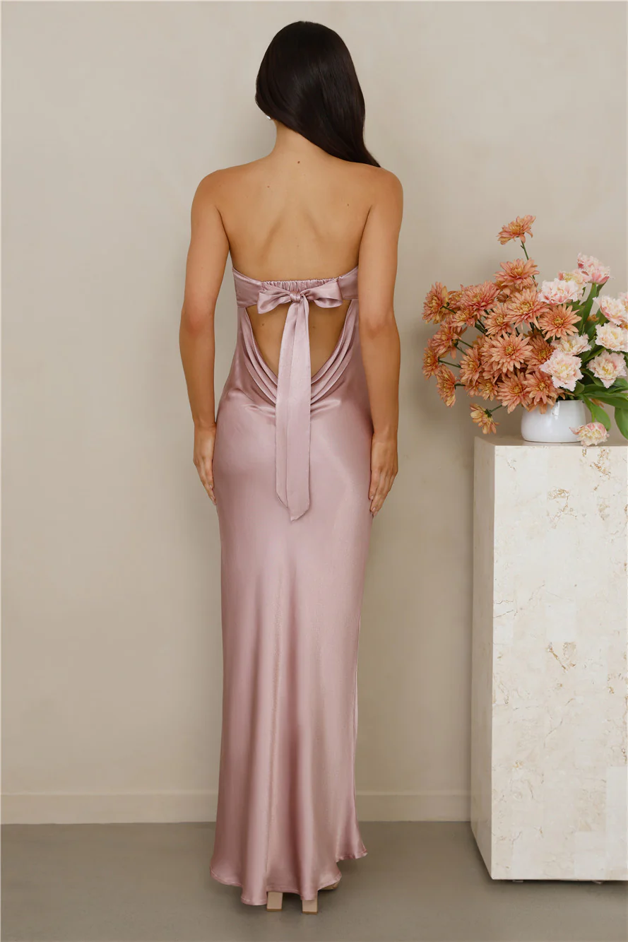 The Felicity Strapless Satin Maxi Dress