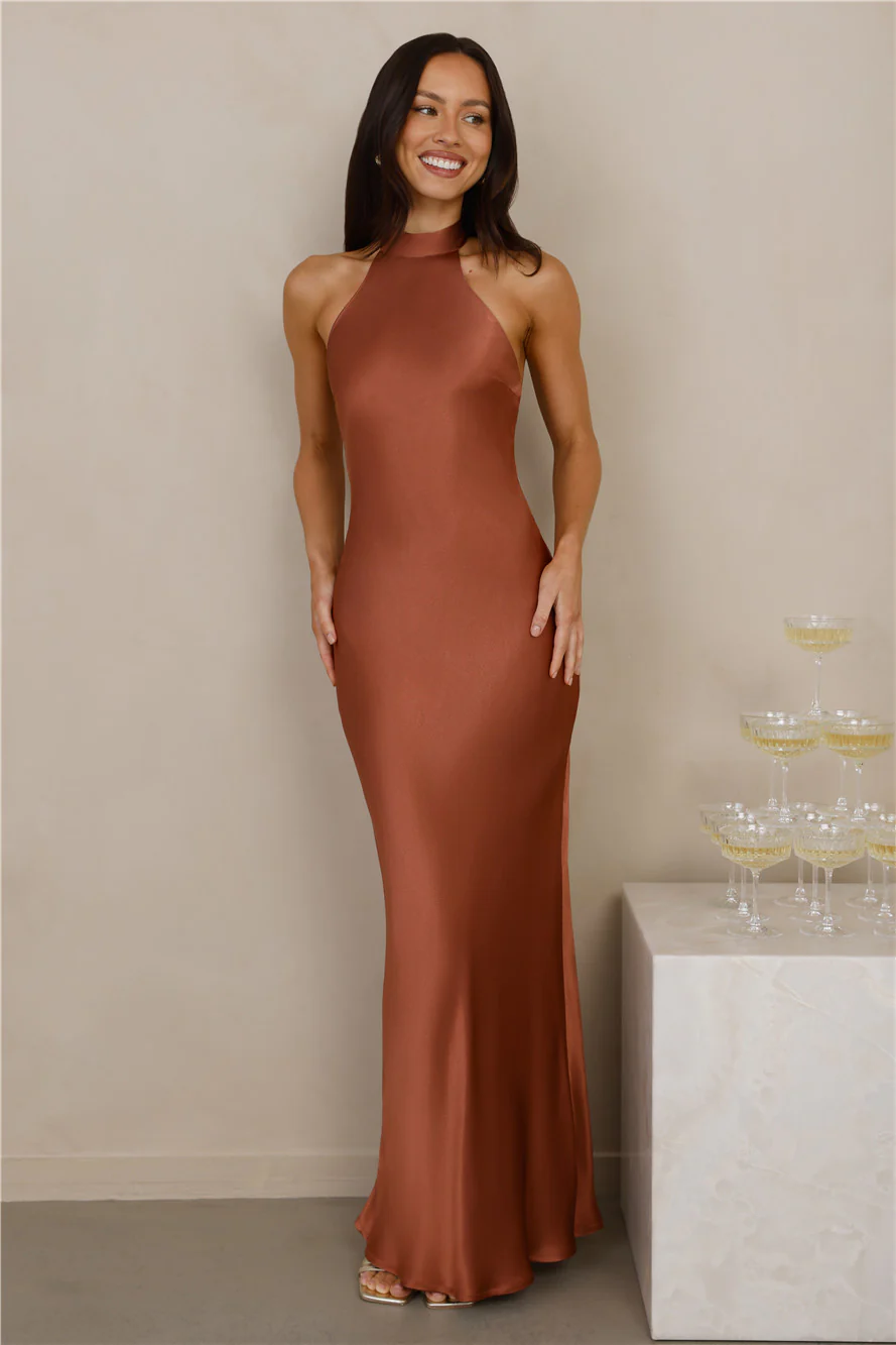 The Cleo Halter Satin Maxi Dress