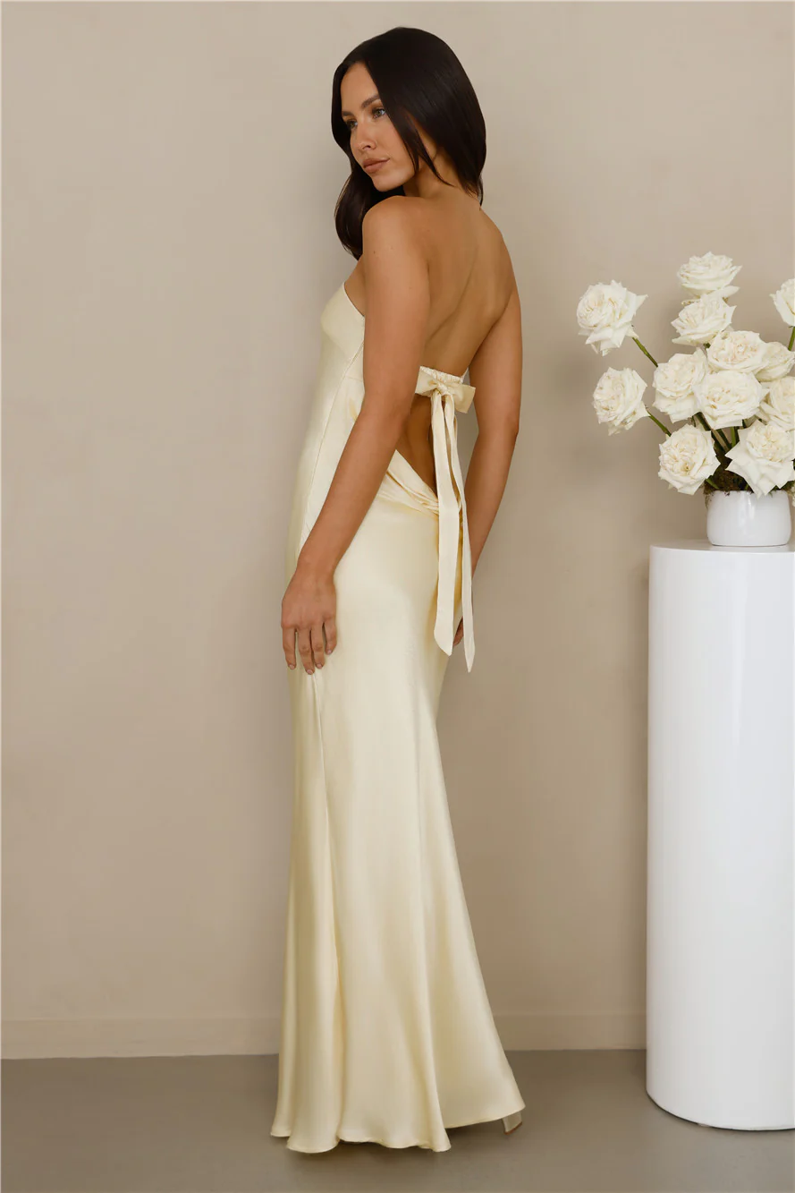 The Felicity Strapless Satin Maxi Dress
