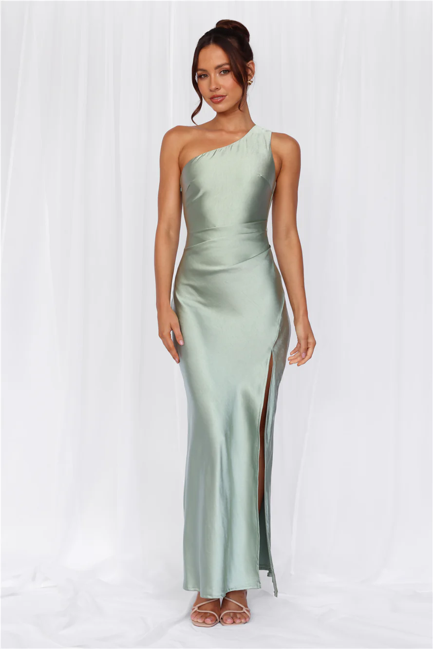 The Aurora One Shoulder Satin Maxi Dress