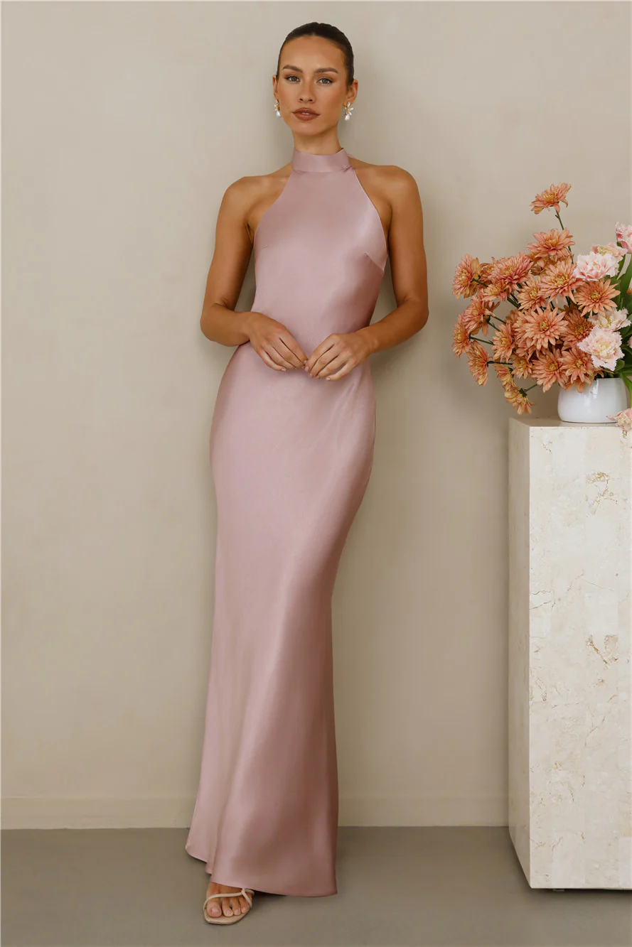 The Cleo Halter Satin Maxi Dress