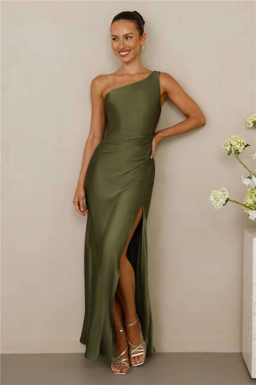 The Aurora One Shoulder Satin Maxi Dress