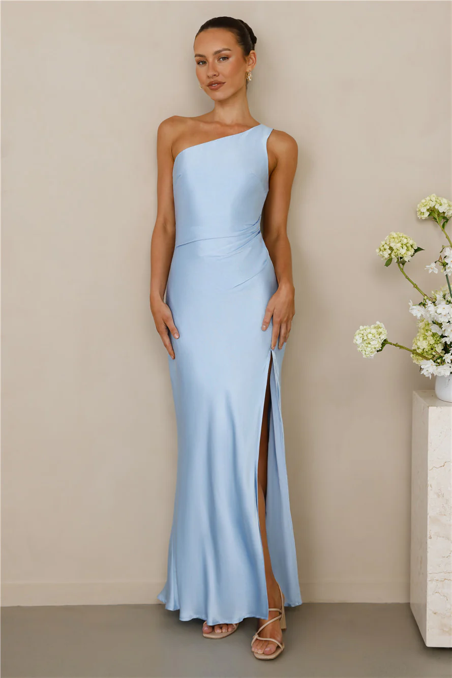 The Aurora One Shoulder Satin Maxi Dress