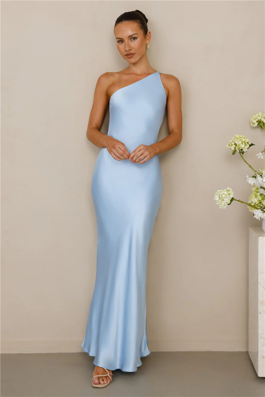 The Evangeline One Shoulder Satin Maxi Dress