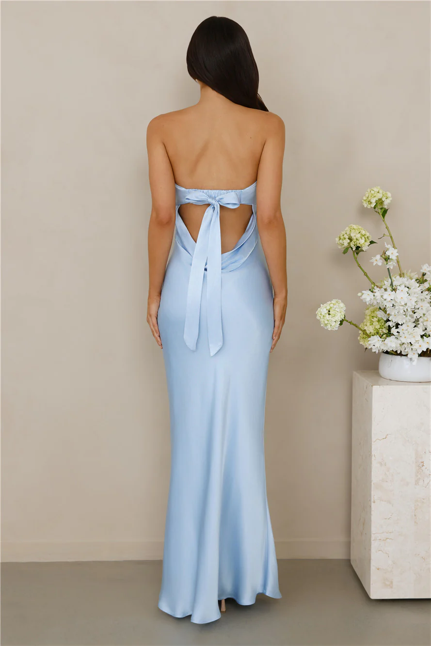 The Felicity Strapless Satin Maxi Dress