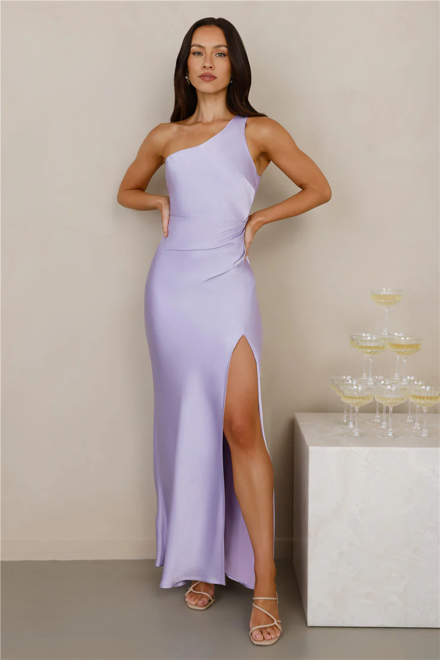The Aurora One Shoulder Satin Maxi Dress