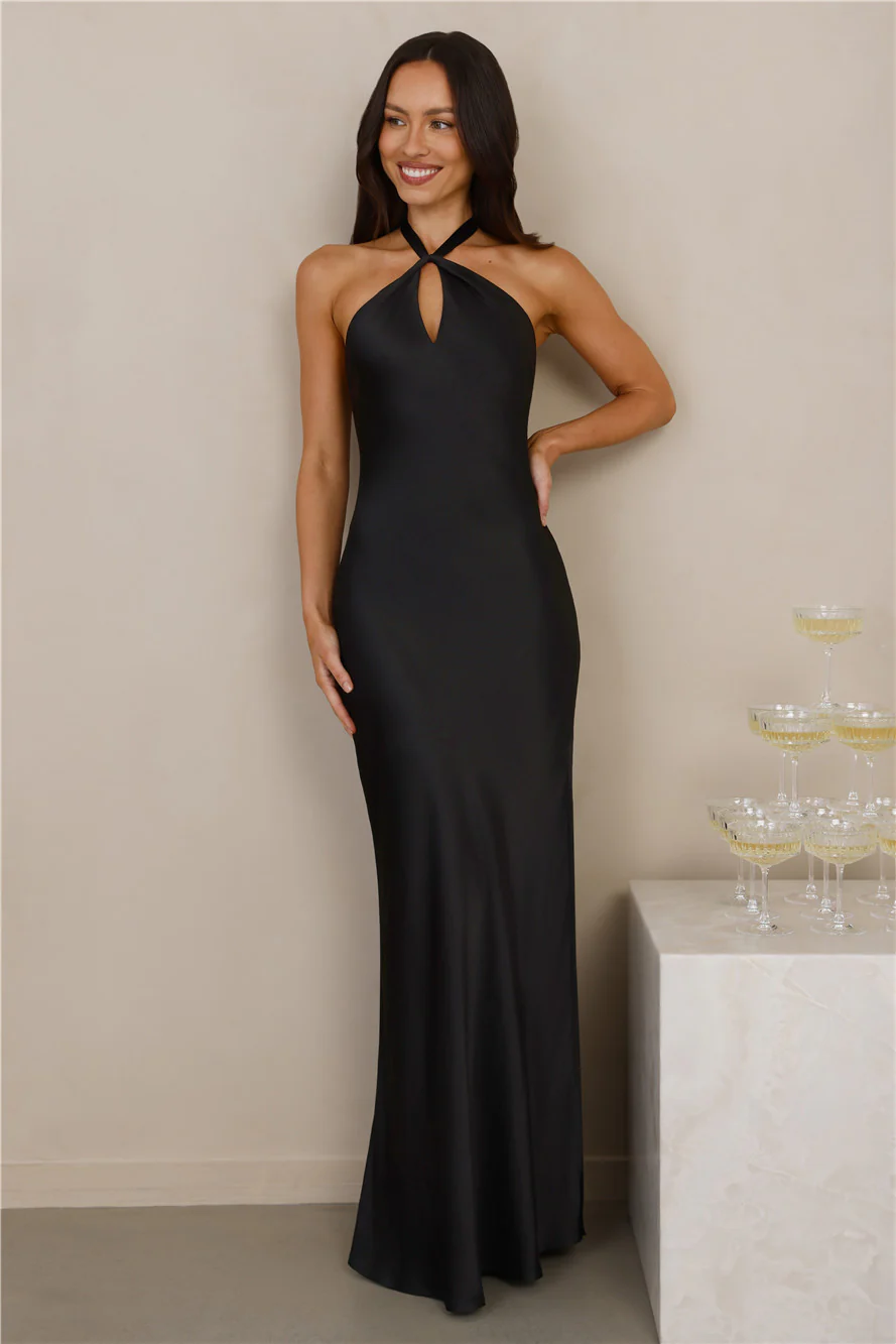 The Delilah Satin Halter Maxi Dress