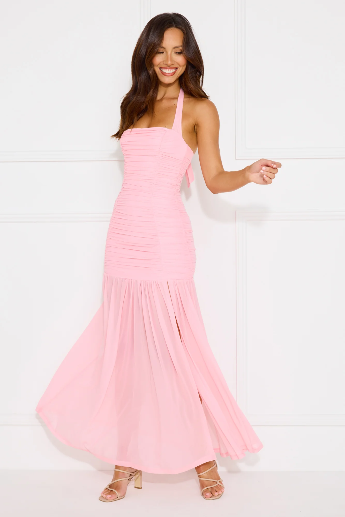 Aveline Halter Mesh Maxi Dress