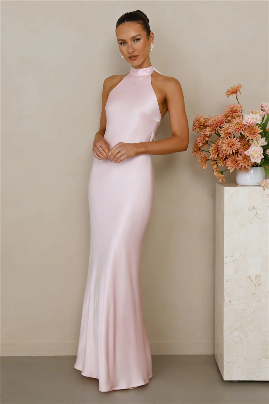 The Cleo Halter Satin Maxi Dress