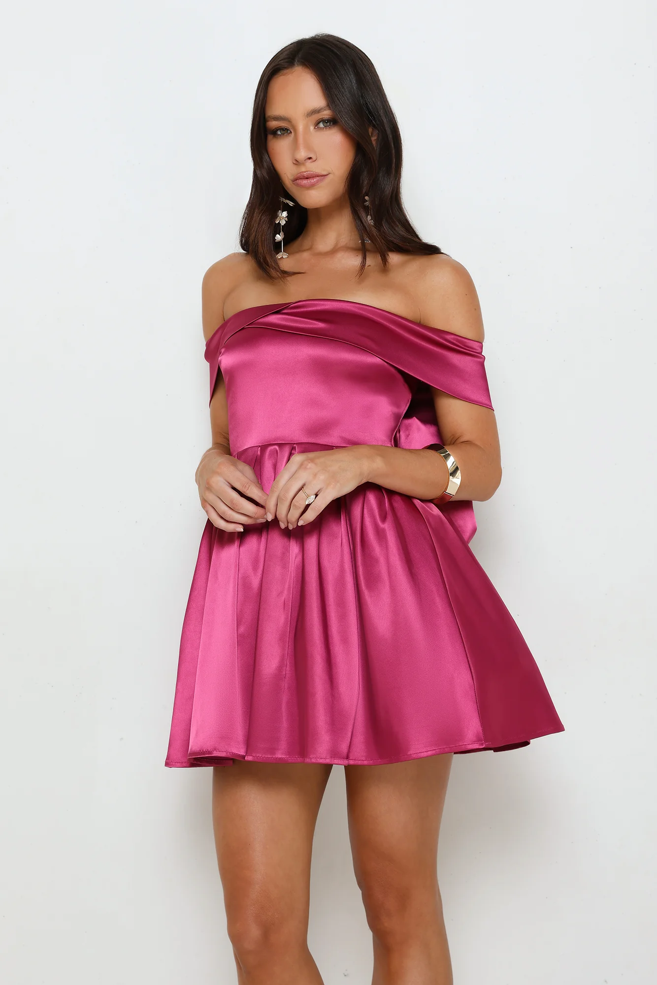 Luxe Language Off Shoulder Mini Dress