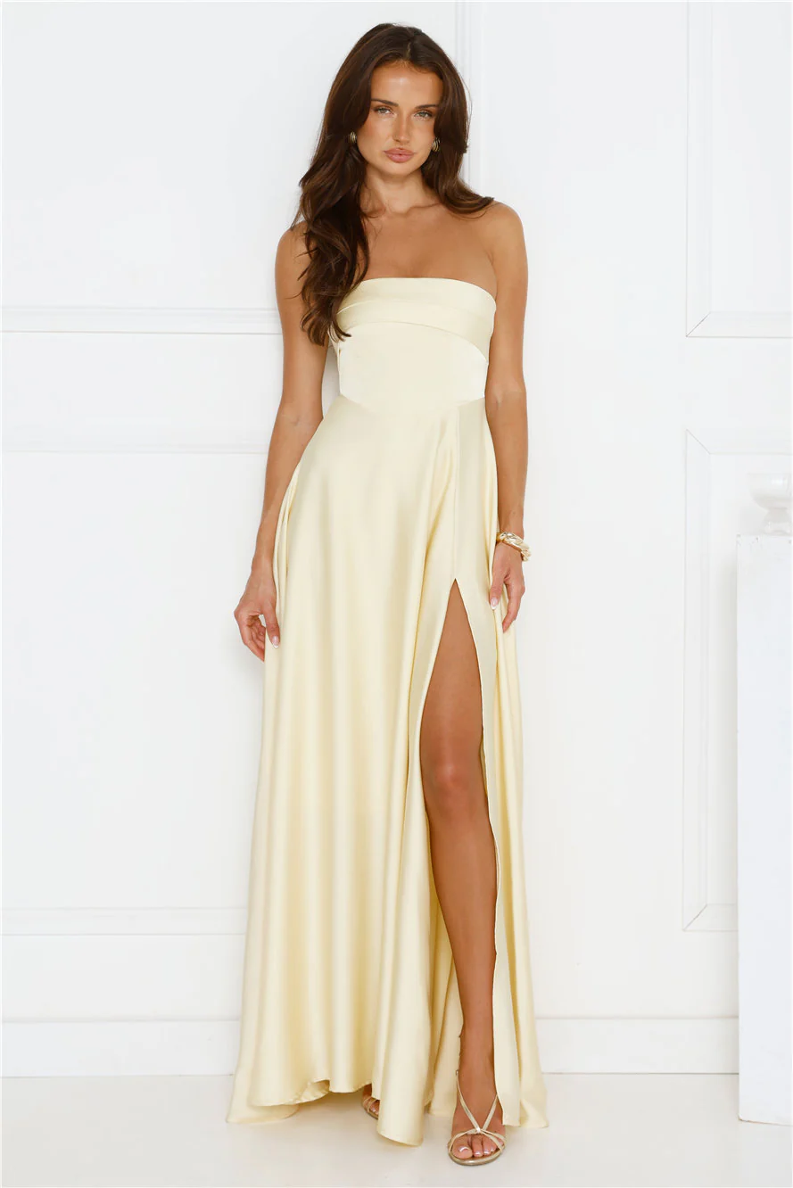 Unspoken Wishes Strapless Satin Maxi Dress