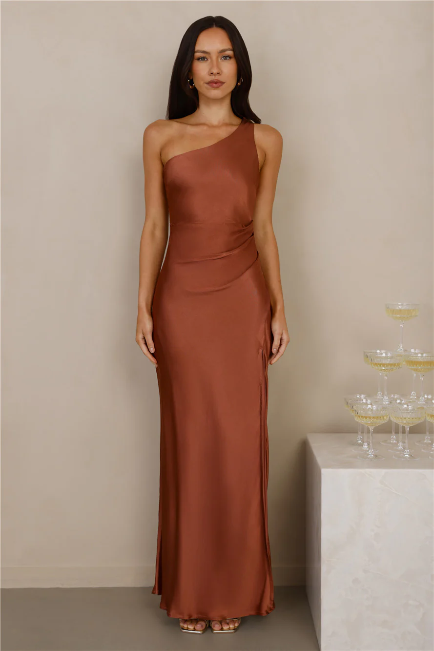 The Aurora One Shoulder Satin Maxi Dress