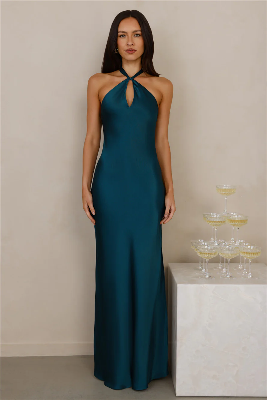 The Delilah Satin Halter Maxi Dress