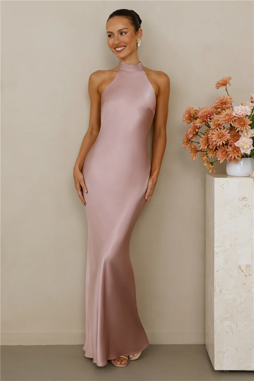 The Cleo Halter Satin Maxi Dress