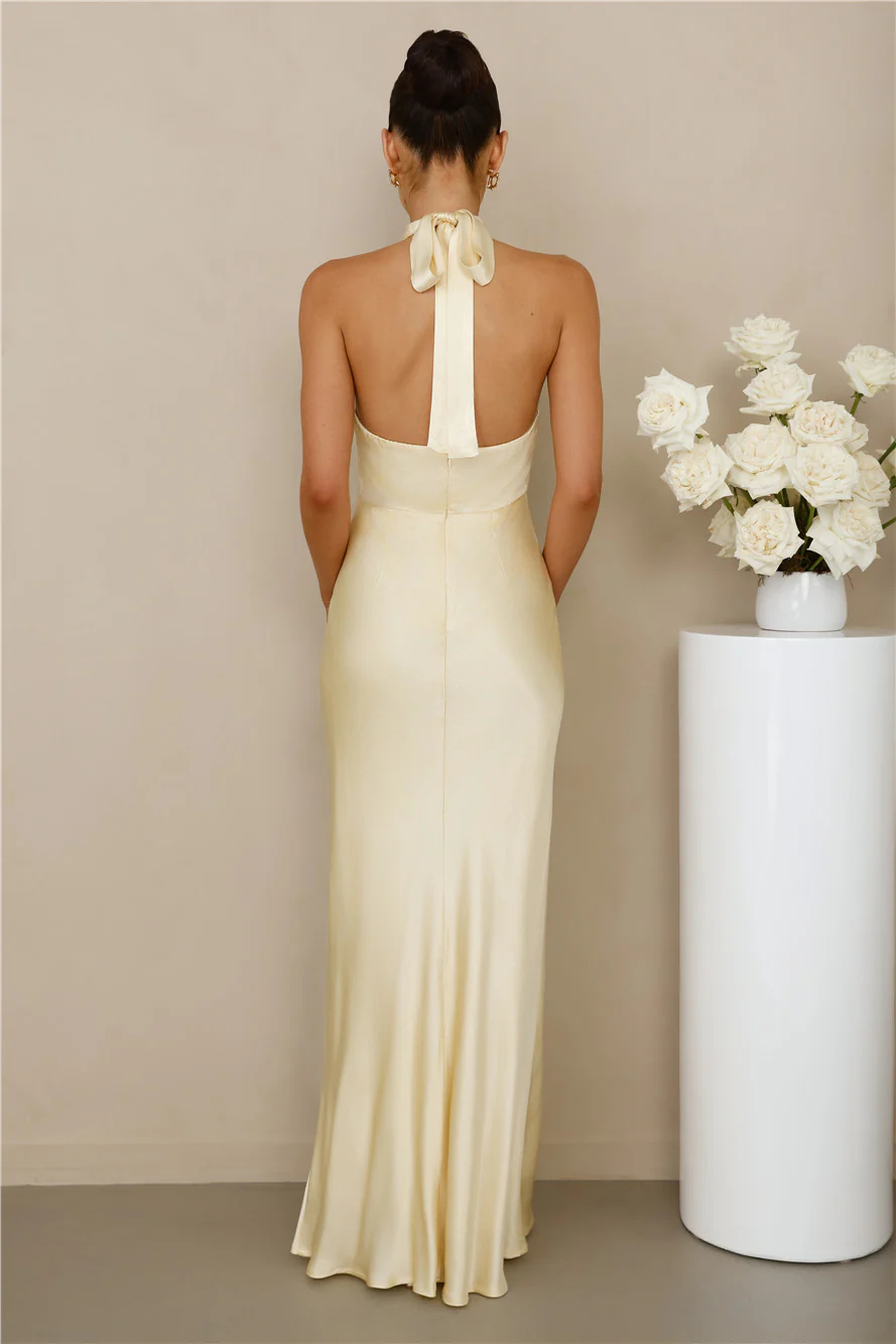 The Adeline Halter Satin Maxi Dress