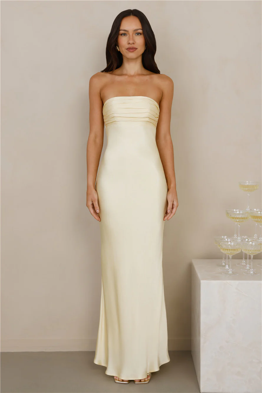 The Seraphina Strapless Satin Maxi Dress