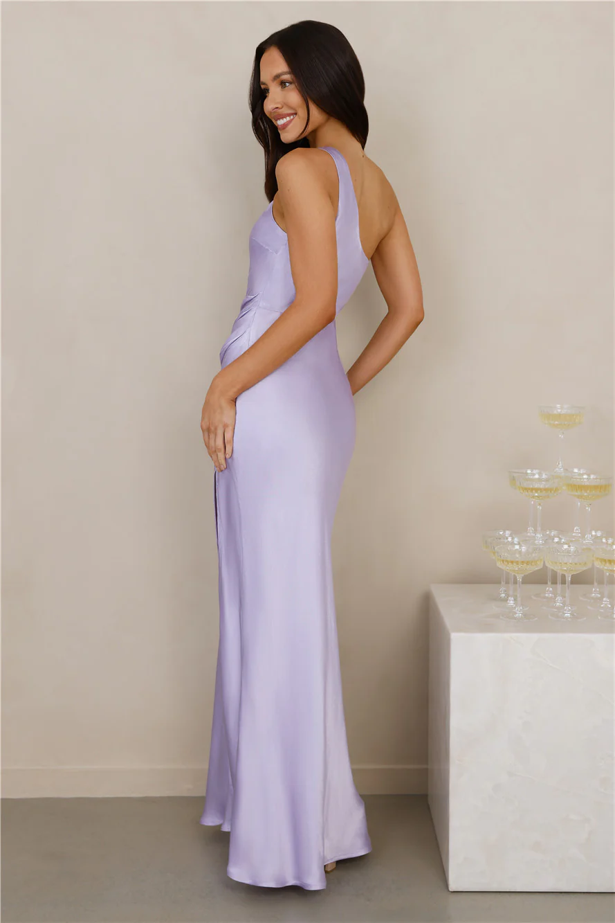 The Aurora One Shoulder Satin Maxi Dress